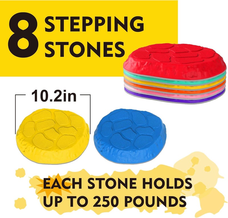 SmartYeen Stepping Stones for kids,8/12 PCS Durable Non-Slip Balance Stones Indoor Outdoor toys for toddlers develope Kids Balance and Coordination Skills - Image 2